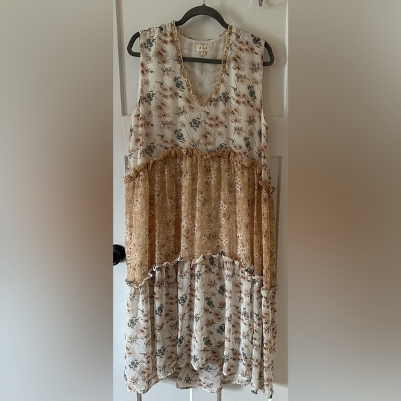 NWOT POL Floral Midi Dress High Low Hem Size Small Oversized - Picture 4 of 8